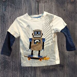 18-24m Crazy 8 Skateboard Robot Double Sleeve Toddler Long Sleeve Tee Shirt